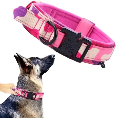 Vista 27 de Collar táctico para perro, ajustable, militar, de nailon, con asa de control y hebilla de metal resistente para perros medianos y grandes (negro, S)