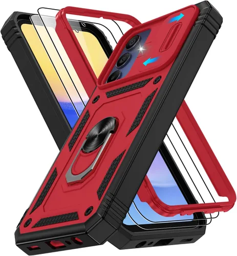 Vista 297 de Gritup Funda para Google Pixel 6 con cubierta deslizante para cámara y protector de pantalla (2 unidades), soporte de anillo giratorio 360°, funda