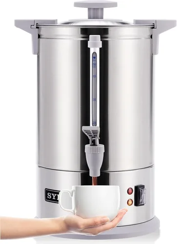 Vista 7 de SYBO Urna de café de 45 tazas, cafetera de percolado de acero inoxidable de grado comercial, filtro extraíble, fácil de limpiar, urna de agua