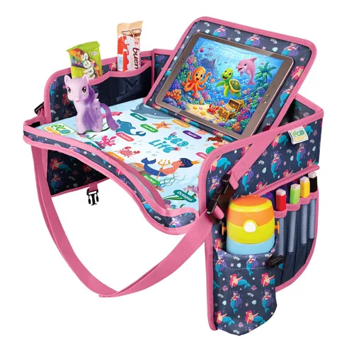 Vista 9 de ECOFANTASY Bandeja de viaje para asiento de automóvil para niños, mesa de Avión