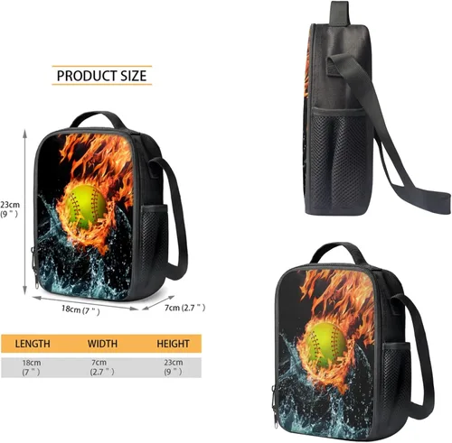 Vista 56 de HUGS IDEA Juego de 3 bolsas escolares con aislamiento térmico para el almuerzo, estuche para lápices