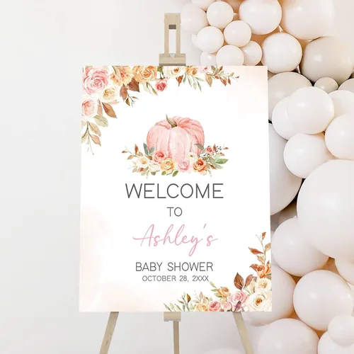 Vista 21 de Letrero de bienvenida de otoño personalizado, decoración de baby shower de calabaza pequeña