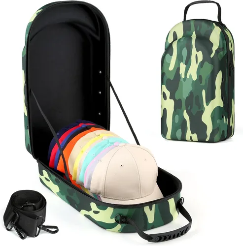 Vista 7 de GERMUN Funda rígida para gorra de béisbol, funda de viaje con correa ajustable para el hombro, funda para 12 gorras de béisbol, perfecta para viajes