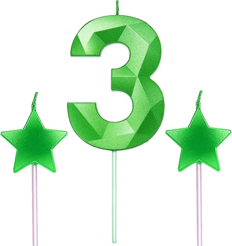 Vista 17 de Velas de primer cumpleaños y velas de corazón de estrella de 2.76 pulgadas para decoración de pasteles de cumpleaños, boda, aniversario, celebración