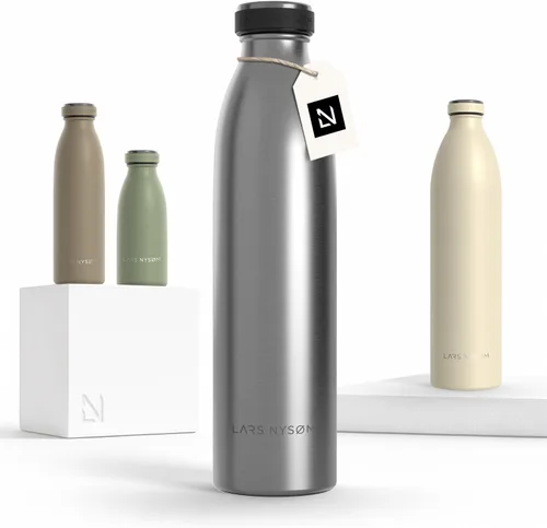 Vista 49 de LARS NYSØM Botella de agua aislada de acero inoxidable de 12 onzas, 17 onzas, 25 onzas, 34 onzas, 51 onzas, frasco térmico aislado para bebidas