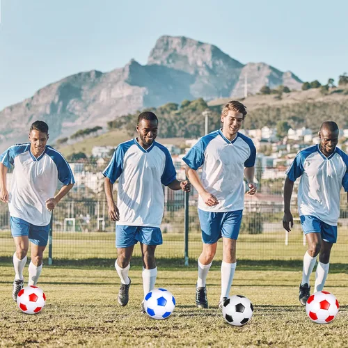 Vista 7 de Jenaai 24 pelotas de fútbol desinfladas con inflador, tamaño oficial a granel, para adolescentes, adultos, niños, interiores y exteriores, deportes