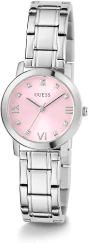 Vista 5 de GUESS US - Reloj analógico plateado y rosa para mujer