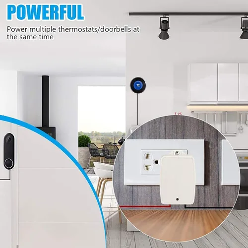 Vista 8 de Transformador de timbre enchufable de 24 VCA 40 VA compatible con todos los timbres Nest Ecobee Sensi y Honeywell Termostato con certificado UL