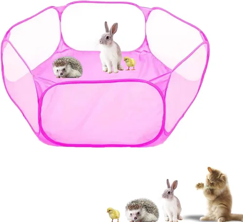 Vista 10 de Corralito para animales pequeños, portátil, con apertura automática, interactivo, para mascotas, valla interior y exterior para conejos, conejillos