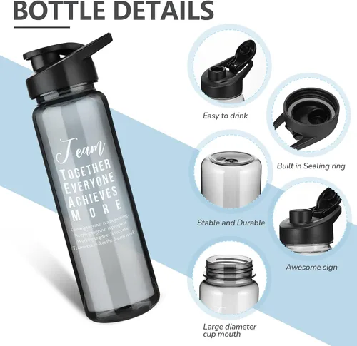 Vista 3 de Pinkunn 12 Pcs Employee Appreciation Gifts Thank You Water Bottles Bulk 24 oz Team Inspirational Gifts Reusable Plastic Sports Bottles with Lids for