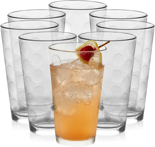 Vista 7 de Juego de 8 vasos para beber con cinta negra Ascent de 16 onzas Diseño moderno de cinta negra, apto para lavavajillas y fácil de limpiar, duradero