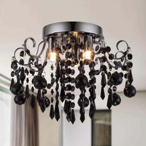 Vista 11 de Q&S Mini Lámpara de Araña de Cristal, Lámpara de Araña Rosa Moderna, Pequeña Lámpara Colgante para Habitación de Princesa, Vestidor, Baño, Tienda