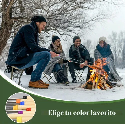 Vista 2 de Paquete de 5 palitos para asar malvaviscos, tenedores extensibles de 32 pulgadas de largo