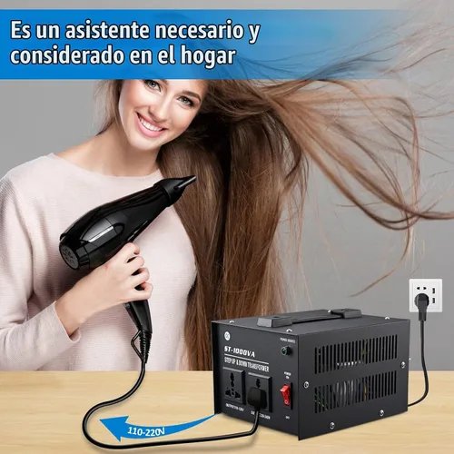 Vista 4 de Transformador de voltaje de 1000 W - Paso arriba y abajo - Protección de disyuntor de circuito Transformador de potencia universal de salida dual