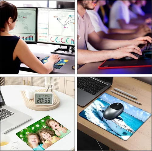 Vista 7 de Alfombrilla de mouse personalizada – Personalizada con tu logotipo de texto fotográfico, antideslizante, impermeable para juegos y computadora