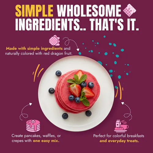 Vista 4 de Suncore Foods Pink Pitaya Dragon Fruit - Mezcla para panqueques y waffles, 20 onzas