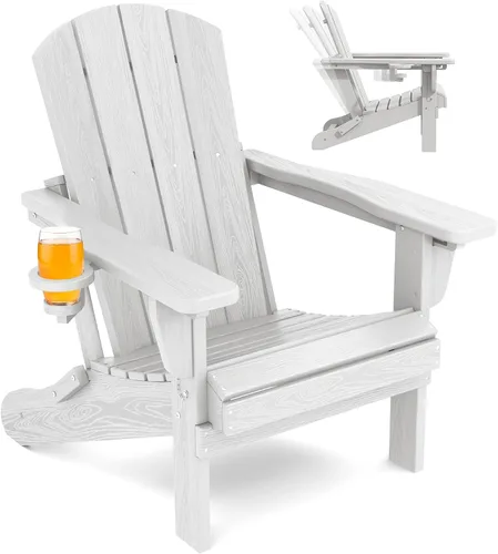 Vista 28 de SERWALL Silla Adirondack plegable ajustable, silla Adirondack reclinable con 3 posiciones reclinables, HDPE para todo tipo de clima, Adirondack