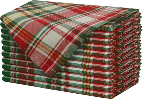 Vista 12 de COTTON CRAFT Servilletas rojas de Navidad, paquete de 12 servilletas de Rojo navideño