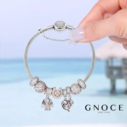 Vista 6 de GNOCE Pulsera de cadena de serpiente de acero inoxidable con regalo de seguridad para mujer 6.3 in