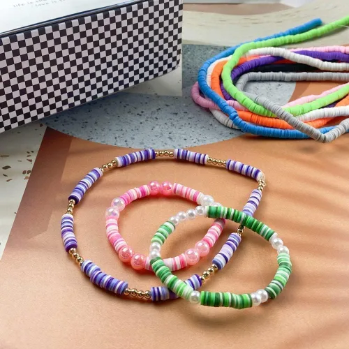Vista 7 de 5000 cuentas de arcilla gris oscuro de arcilla polimérica Heishi cuentas espaciadoras planas redondas para pulseras, aretes, collares, manualidades