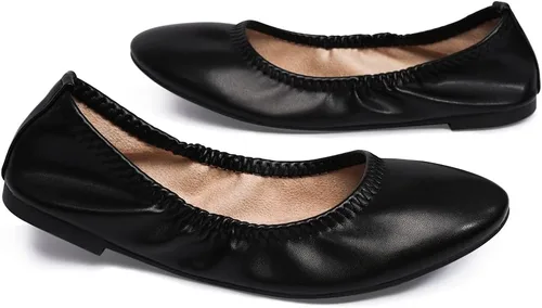 Vista 4 de LM Zapatos planos de ballet para mujer, zapatos planos de punta redonda, zapatos de vestir informales, plegables, portátiles, para viajar