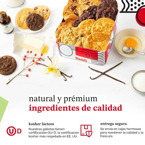 Vista 4 de David's Cookies Cesta de regalo de galletas surtidas gourmet recién