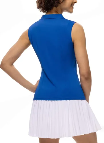 Vista 4 de JACK SMITH Camisetas de tenis de golf sin mangas para mujer, cuello en V, cuello de solapa, deportivas, sin mangas
