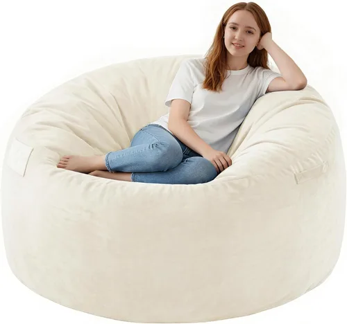 Vista 28 de Silla de Puf de 2 pies, Sillas de Puf Cómodas con Relleno de Espuma Viscoelástica, Sofá de Puf Esponjoso con Cubierta de Terciopelo Holandés, Sillas