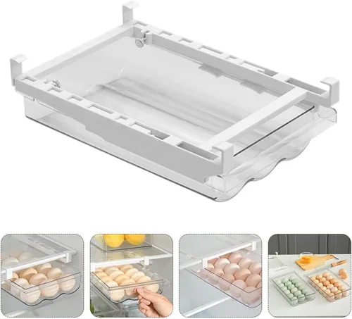 Vista 2 de SOLUSTRE Cajones de almacenamiento para refrigerador, cajones de almacenamiento de huevos, contenedores de alimentos frescos para congelador