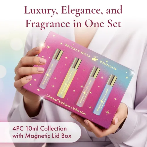 Vista 5 de Beverly Hills Polo Club Set de regalo de perfume para mujer, edición limitada, 4 piezas, colección de 0.3 fl oz con tapa magnética, Celestial