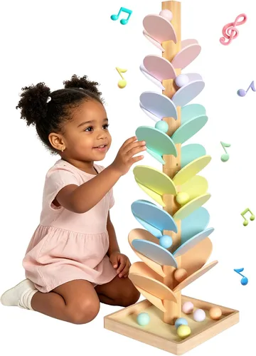 Vista 8 de Gotoofun Árbol musical de madera con diseño de mármol incluye bola de Arco iris clásico