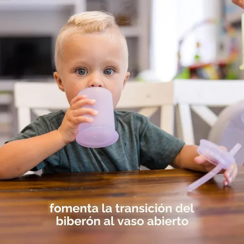 Vista 2 de Olababy Taza de entrenamiento de silicona con tapa con popote Taza para beber agua para bebés 6+ meses de bebé a 12-18 meses Taza para beber