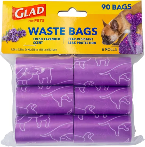 Vista 7 de Bolsas perfumadas para residuos de Glad para mascotas, bolsas de recogida de caca de mascotas resistentes a roturas con protección contra fugas