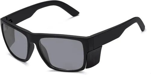 Vista 13 de Lentes de sol de seguridad para hombre, negro mate, lentes de sol de seguridad polarizados, cumplen con las normas ANSI Z87+, protección UV