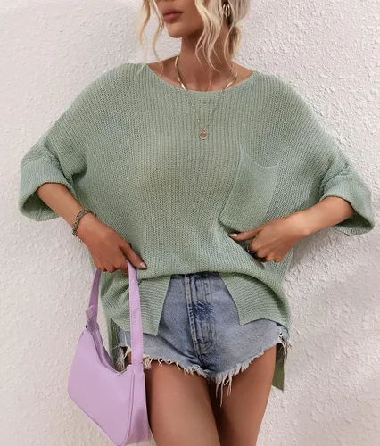 Vista 2 de bothandy Suéter de punto de ganchillo de gran tamaño de verano para mujer, blusa de color sólido de primavera