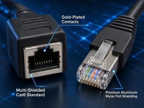 Vista 3 de Cable de extensión RJ45, 1 cable conector de red Ethernet Cat6 macho a hembra (1 pie)