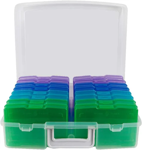 Vista 7 de novelinks Organizadores de fotos transparentes de 4 x 6 pulgadas y caja de almacenamiento de fotos con asa, 16 fundas interiores para fotos