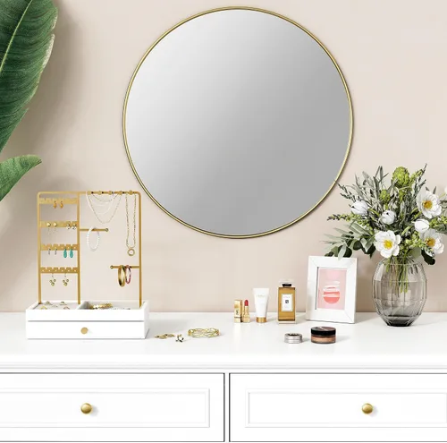 Vista 3 de Soporte organizador de joyas de oro, regalo de cumpleaños para mujeres y niñas, pequeño soporte de joyería para aretes, anillos, pulseras, árbol