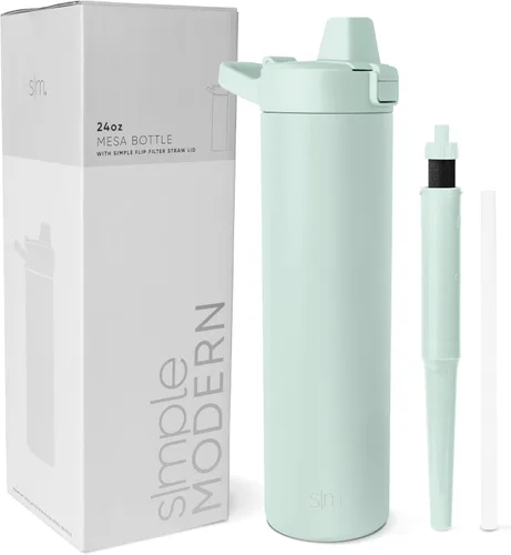 Vista 12 de Botella de agua filtrada Simple Modern Botellas de agua de viaje con filtro de carbono de acero inoxidable aislada Reutilizable para agua
