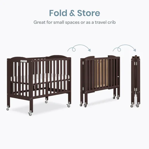 Vista 4 de Dream On Me Mini cuna portátil 2 en 1, cuna de bebé de tamaño no matrimonial para espacios pequeños, 2 alturas de colchón, diseño compacto de viaje