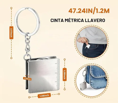 Vista 6 de Mini cinta métrica del llavero, cinta métrica del acero inoxidable