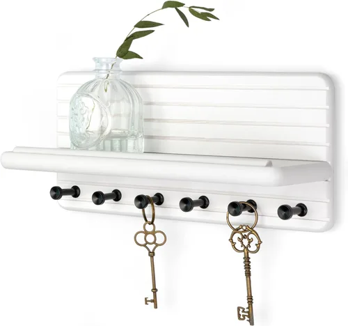 Vista 33 de Rebee Vision Soporte de pared de madera de acacia para decoración del hogar, mini llavero de 7 pulgadas para pared con 4 ganchos resistentes