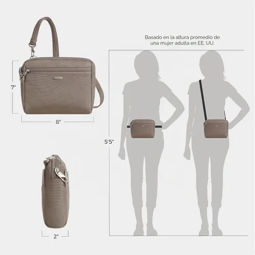Vista 4 de Travelon Bandolera y cangurera convertible clásica para mujer, Avellana, Tamaño único