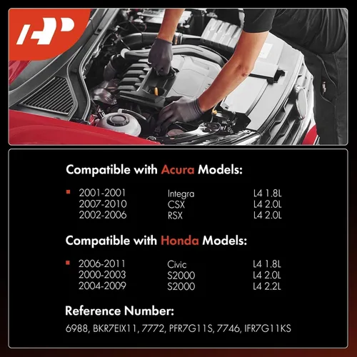 Vista 2 de A-Premium Iridium Platinum Bujías compatibles con Honda Civic 2006-2011, S2000 2000-2009 y Acura Integra 2001, CSX 2007-2010, RSX 2002-2006, 1.8L