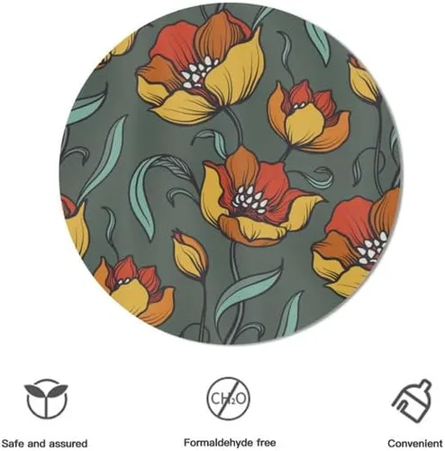 Vista 3 de Mantel redondo de moda con flores amarillas, lavable, resistente a las arrugas, para el hogar, cocina, comedor, picnic, campamento, fiesta, color-5
