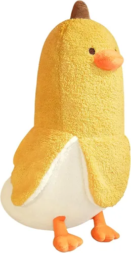 Vista 11 de PEACH CAT Lindo Pato de Plátano Peluche Animal de Peluche Pato Chef de Plátano Largo Almohada de Felpa para Niñas y Niños Blanco 12 pulgadas