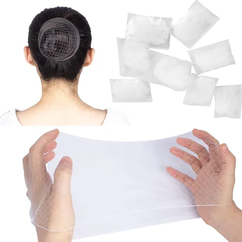Vista 9 de WeKen Red de pelo invisible con borde elástico para mujeres, servicio de alimentos, ballet, moño, dormir, embalaje individual, 20 pulgadas Negro