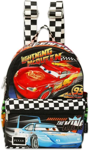 Vista 2 de Disney Cars Mini Backpack for Women, Teens, Kids - 13" Lightning McQueen Mini Bag with Front Pocket Plus Button Disney Cars Backpack Purse Bundle