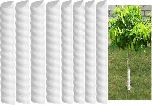 Vista 8 de Watayo 4/6/8 protectores de tronco de árbol, 2 tamaños para proteger la corteza, protector de árbol en espiral de plástico, protector de corteza