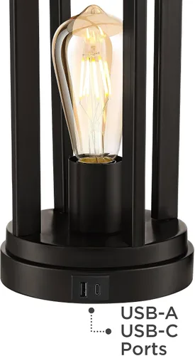Vista 10 de Marcel 24 1/4" alta lámpara de mesa USB Juego de 2 luces LED de noche negro moderno